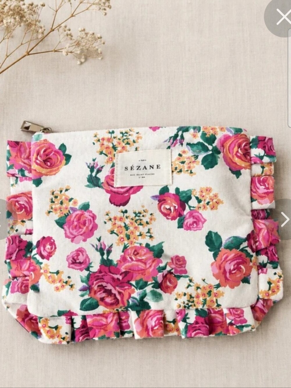 Sezane Floral Ruffle Pouch - Picture 2 of 3